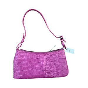 NWT Y2K Express Pink Croc Embossed Shoulder Bag.